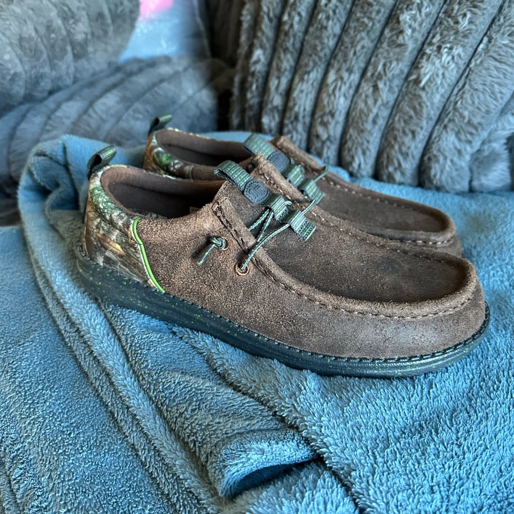 Hey Dude Brown and Green Loafers - Picture 2 of 3